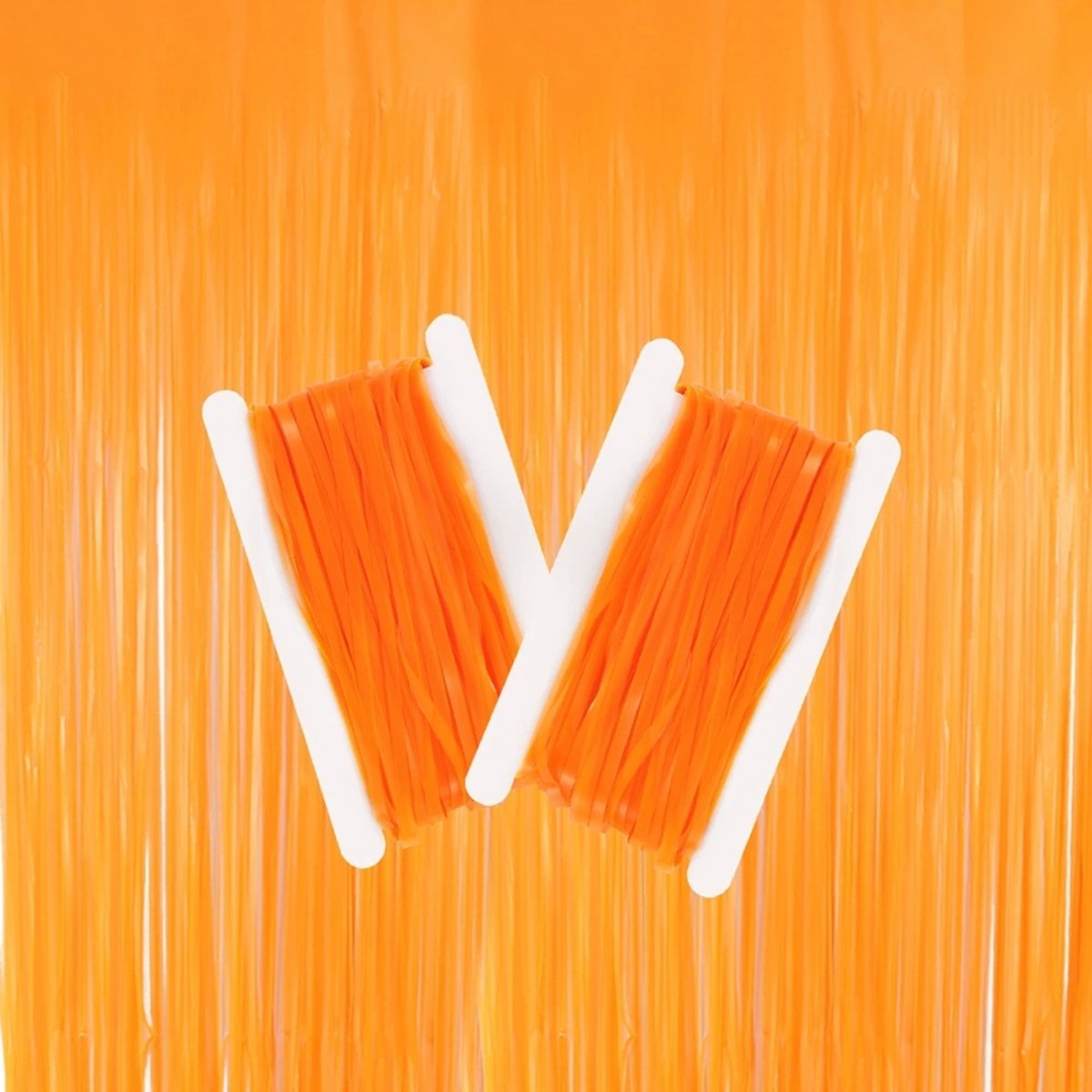 WIDE OCEAN INTERNATIONAL TRADE BEIJING CO., LTD Decorations Neon Orange Fringe Curtain, 1 Count 840482504272