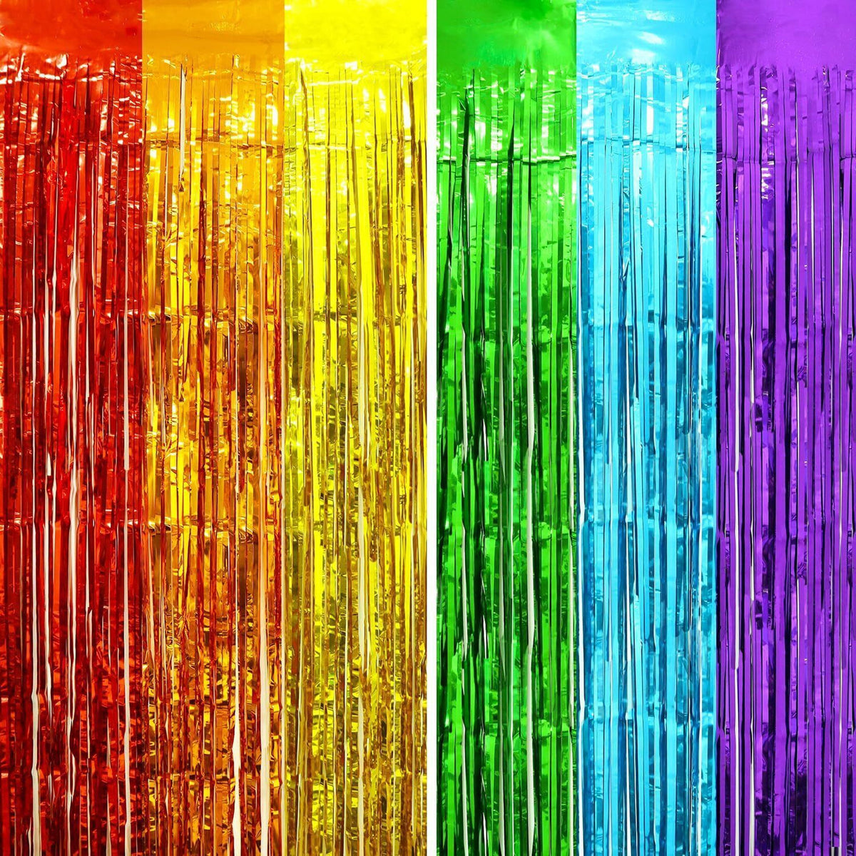 WIDE OCEAN INTERNATIONAL TRADE BEIJING CO., LTD Decorations Rainbow Metallic Fringe Curtain, 40 x 118 Inches, 1 Count 810120717418