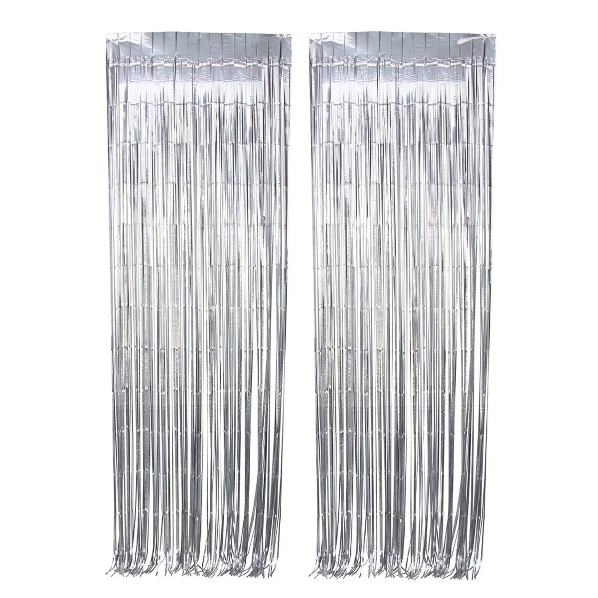 WIDE OCEAN INTERNATIONAL TRADE BEIJING CO., LTD Decorations Silver Matte Chrome Fringe Curtain, 40 x 118 Inches, 2 Count 810077650059