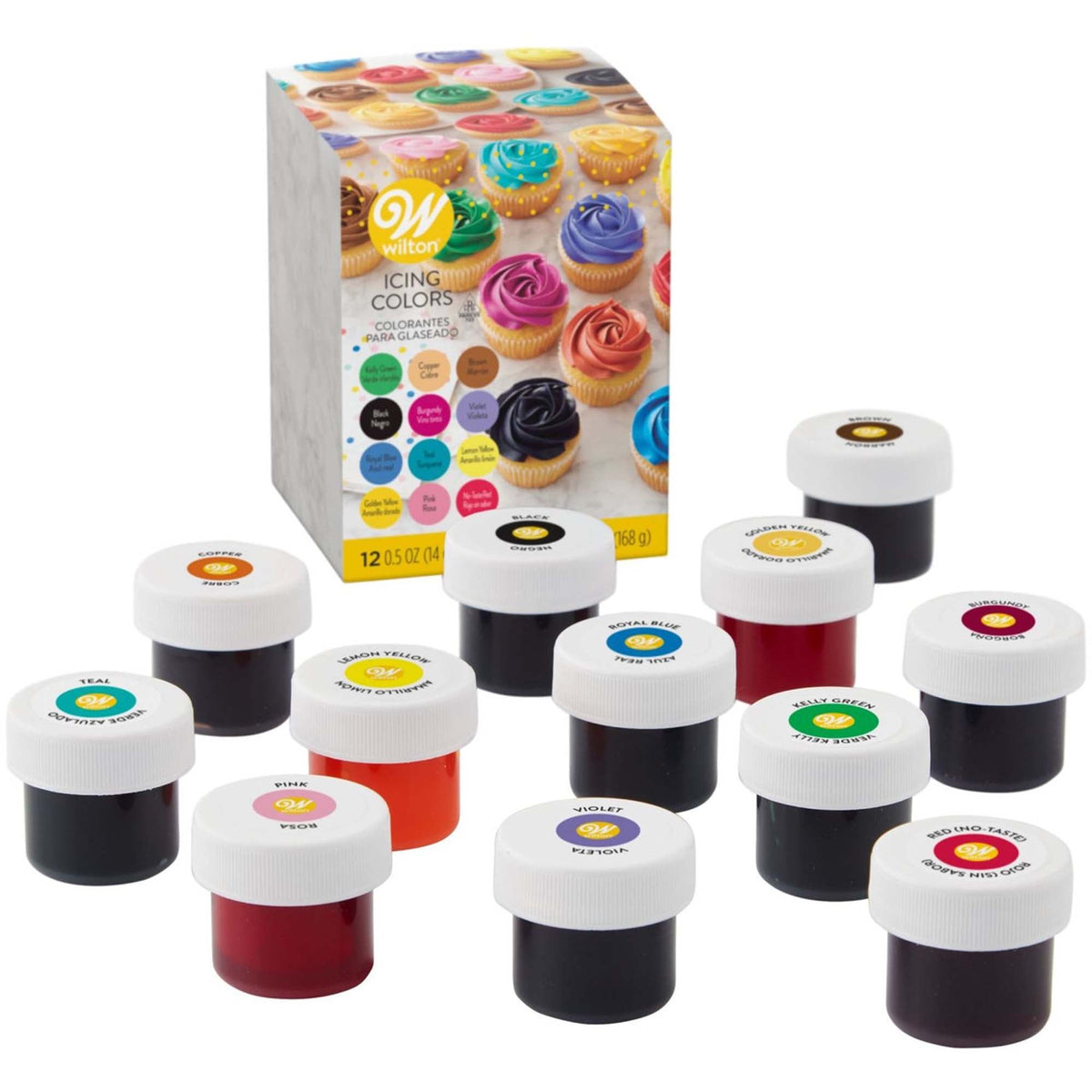WILTON INDUSTRIES Cake Supplies Gel Food Coloring Set, 0.5 Oz, 12 Count 020591913800
