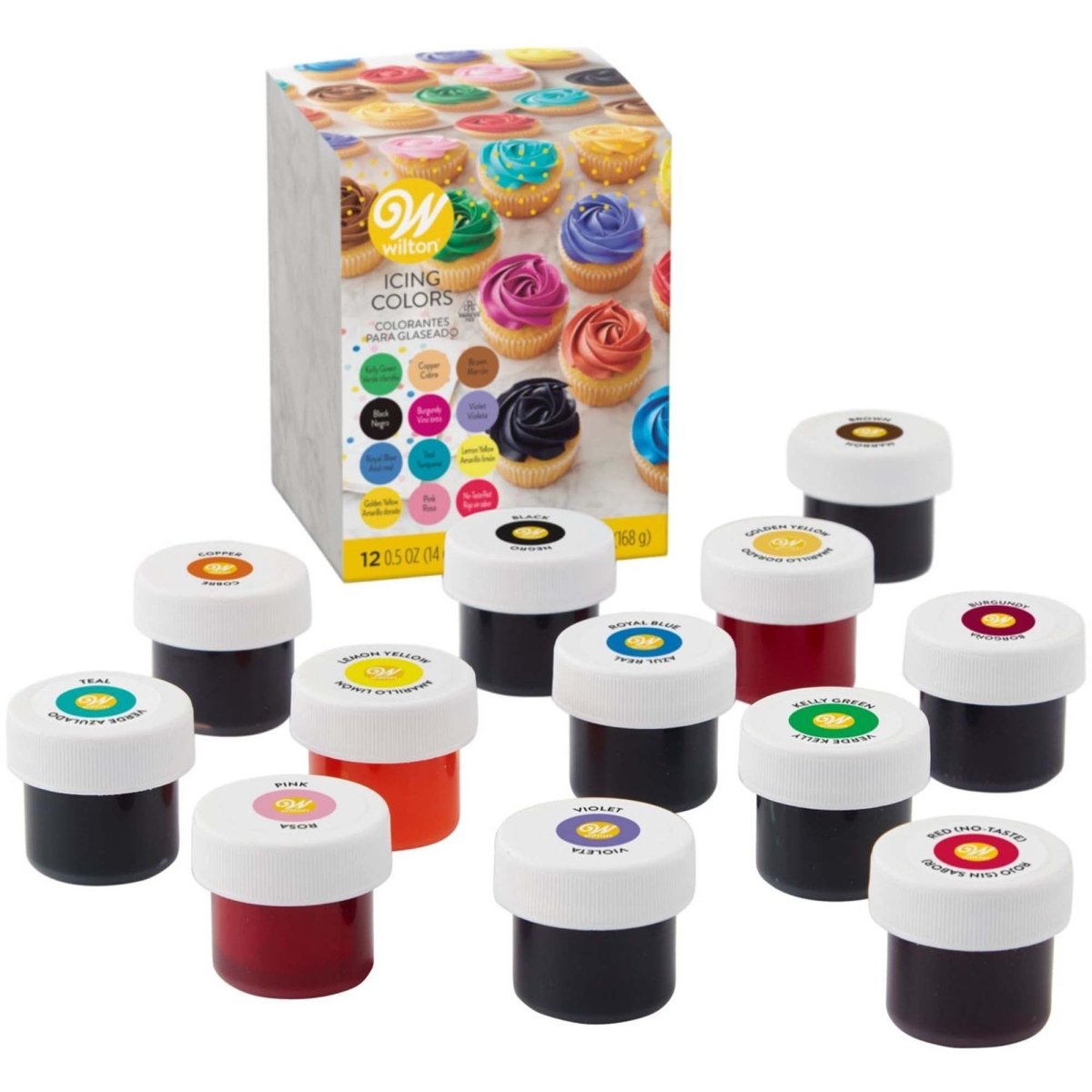 WILTON INDUSTRIES Cake Supplies Gel Food Coloring Set, 0.5 Oz, 12 Count 020591913800