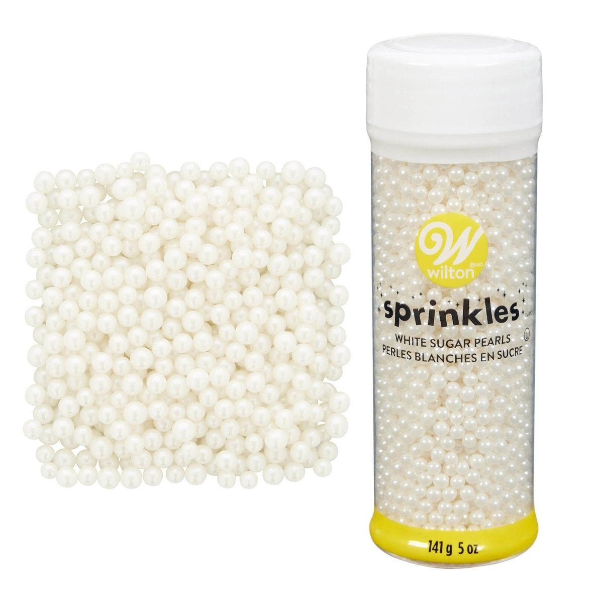 WILTON INDUSTRIES Cake Supplies White Sugar Pearl Sprinkles, 5 Oz, 1 Count 020591815340