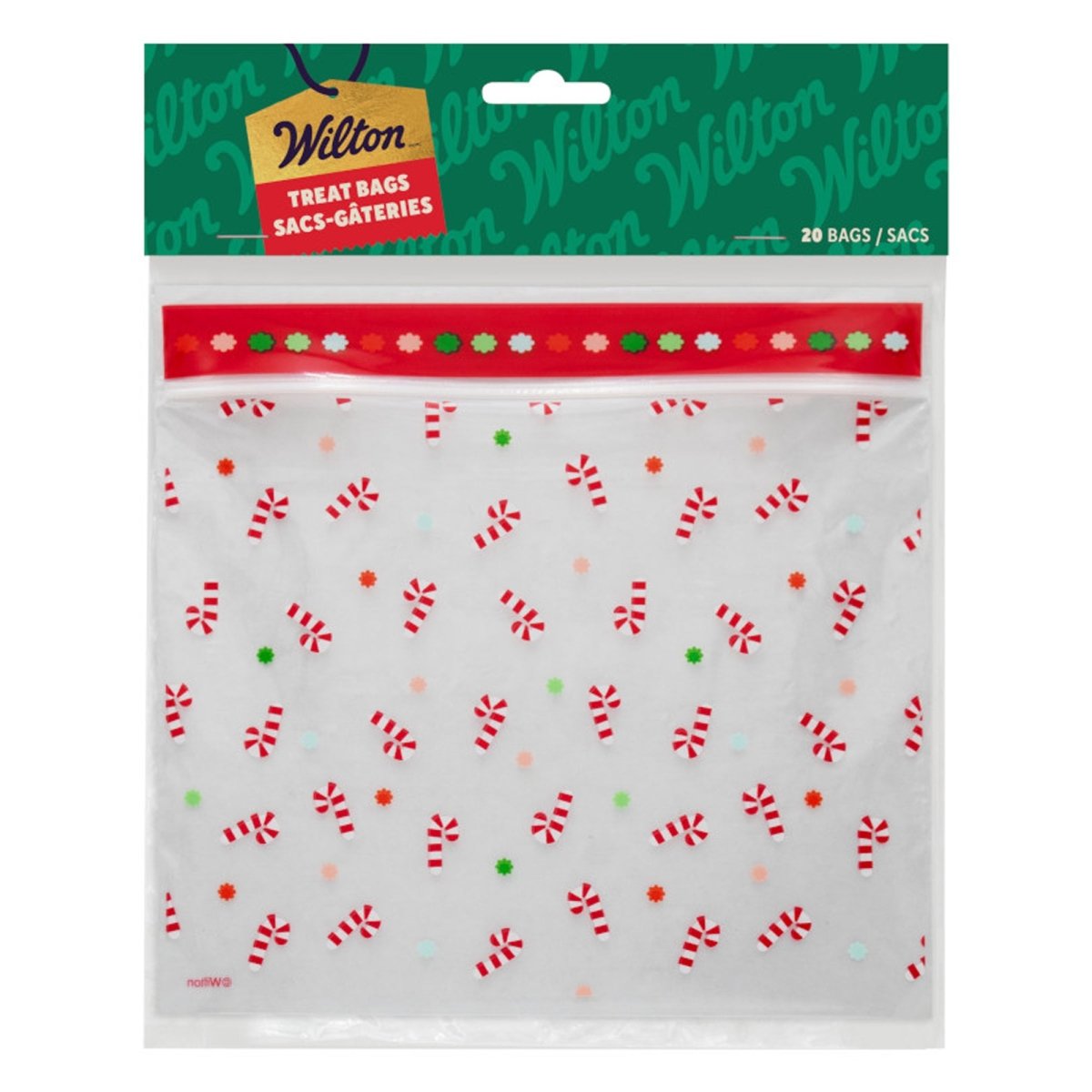 WILTON INDUSTRIES Christmas Christmas Candy Canes Resealable Treat Bags, 20 Count 070896181862