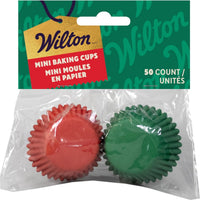 WILTON INDUSTRIES Christmas Christmas Red and Green Mini Cupcake Paper Baking Cups, 50 Count 070896173898