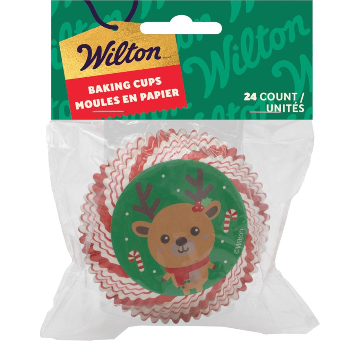 WILTON INDUSTRIES Christmas Christmas Reindeer Cupcake Paper Baking Cups, 24 Count 070896181794