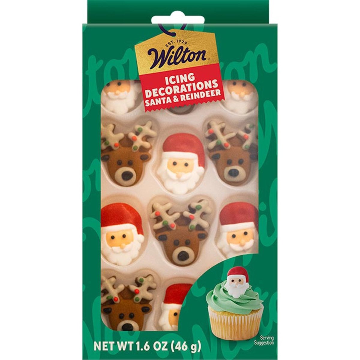 WILTON INDUSTRIES Christmas Christmas Santa and Reindeer Icing Decorations, 46g, 1 Count 020591010288