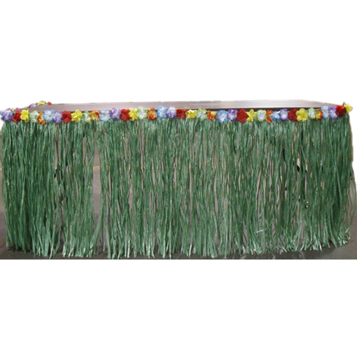 WRB SALES & MARKETING INC Theme Party Luau Table Skirt With Flower, Green, 1 Count 049392232309