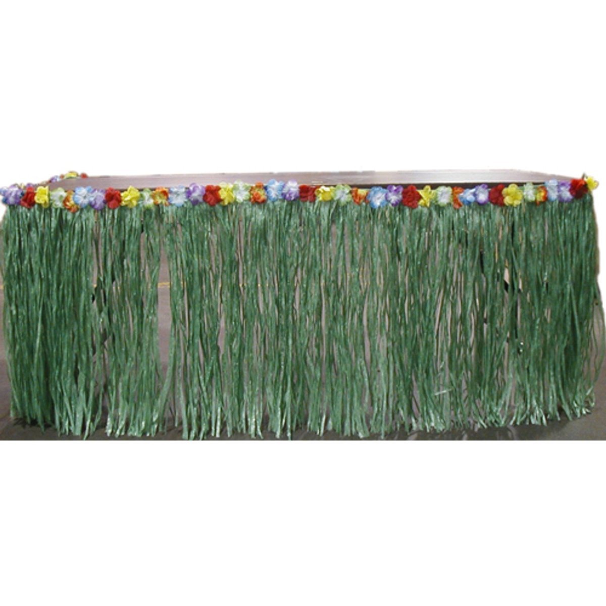WRB SALES & MARKETING INC Theme Party Luau Table Skirt With Flower, Green, 1 Count 049392232309