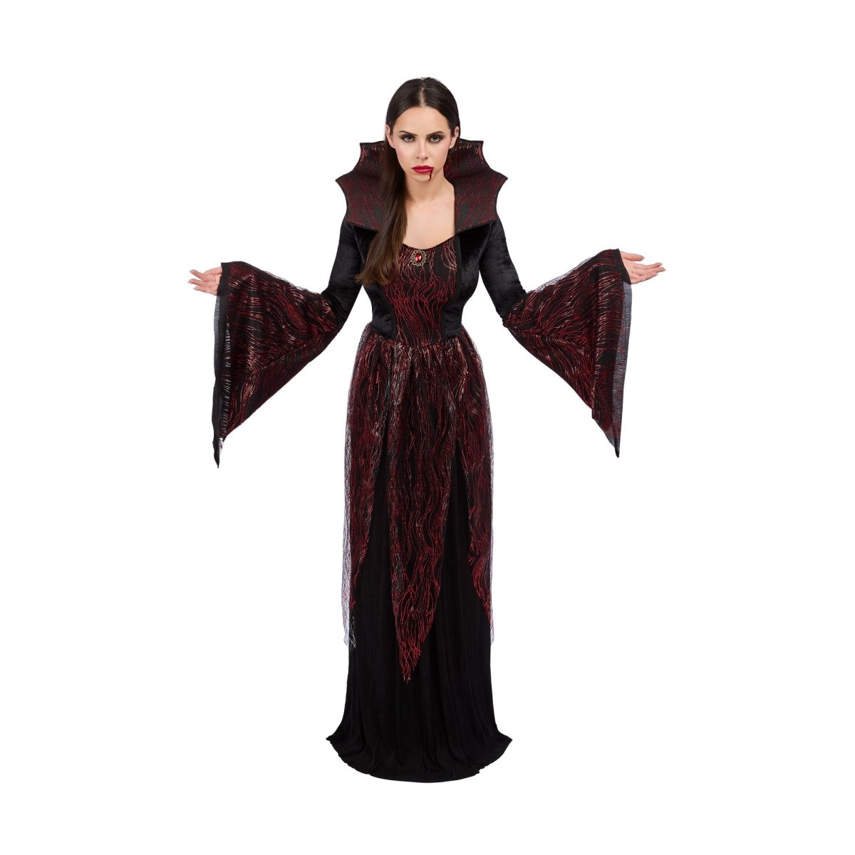 WUYI SHENGENMEI ARTS&CRAFTS CO., LTD Costumes Fire Vampiress Costume for Adults, Black and Red Dress