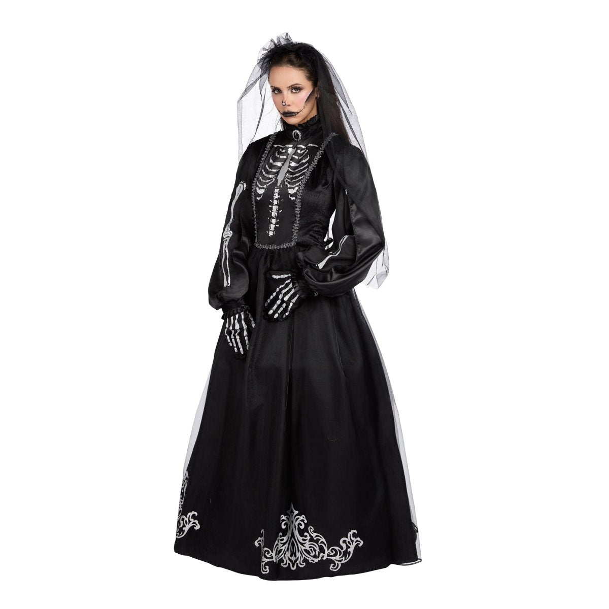 Princess Skeleton Costume for Adults, Black Dress