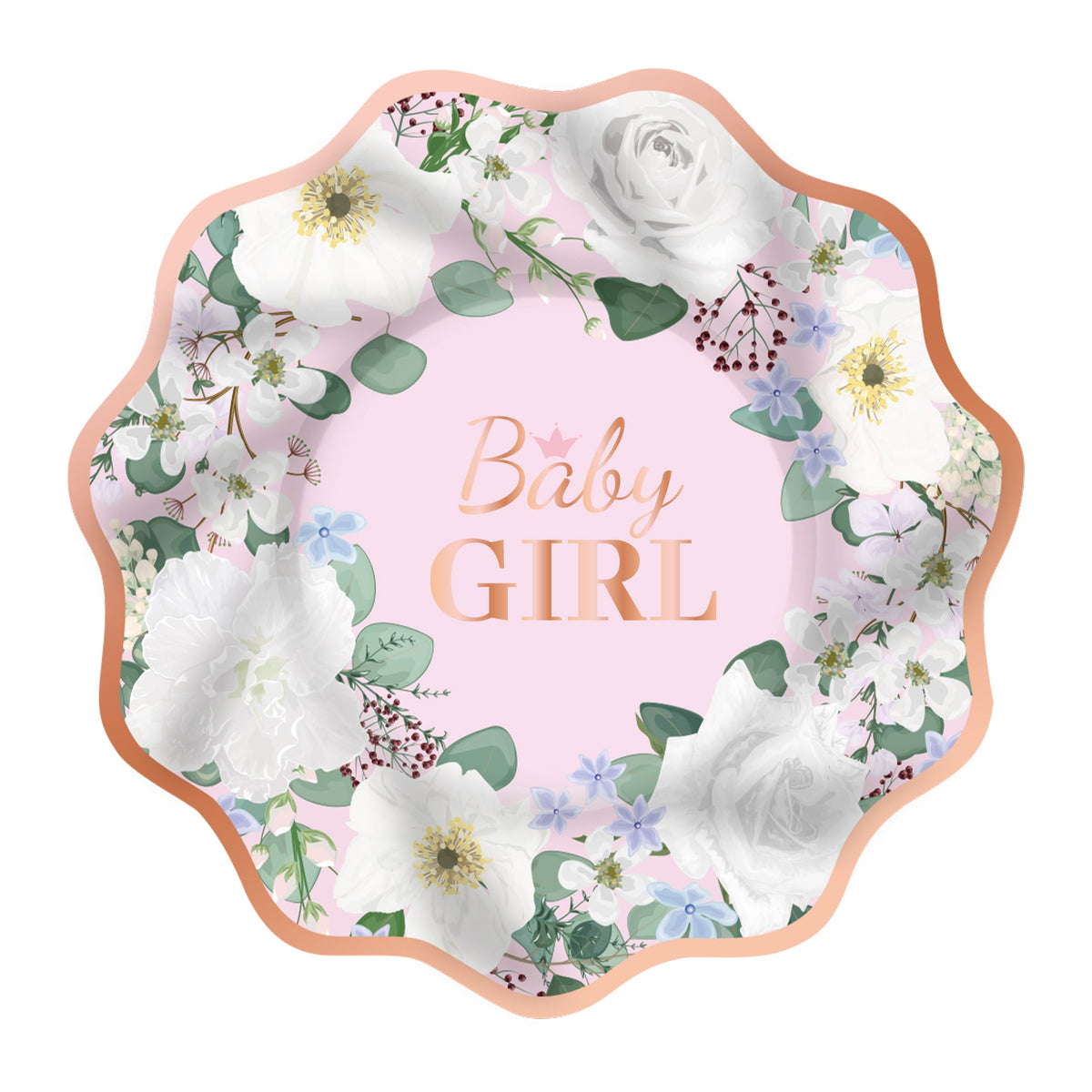 YIWU DAMAI Baby Shower Baby In Bloom Small Dessert Paper Plates, 8 Inches, 8 Count 810120719788