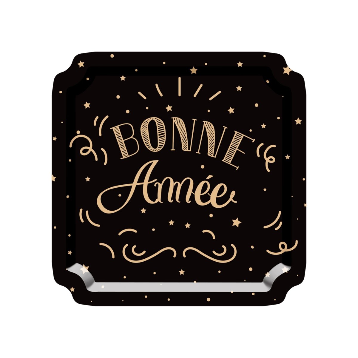 YIWU DAMAI Christmas Bonne Année 2026 Large Square Lunch Paper Plates, 10 Inches, 8 Count 840482500540