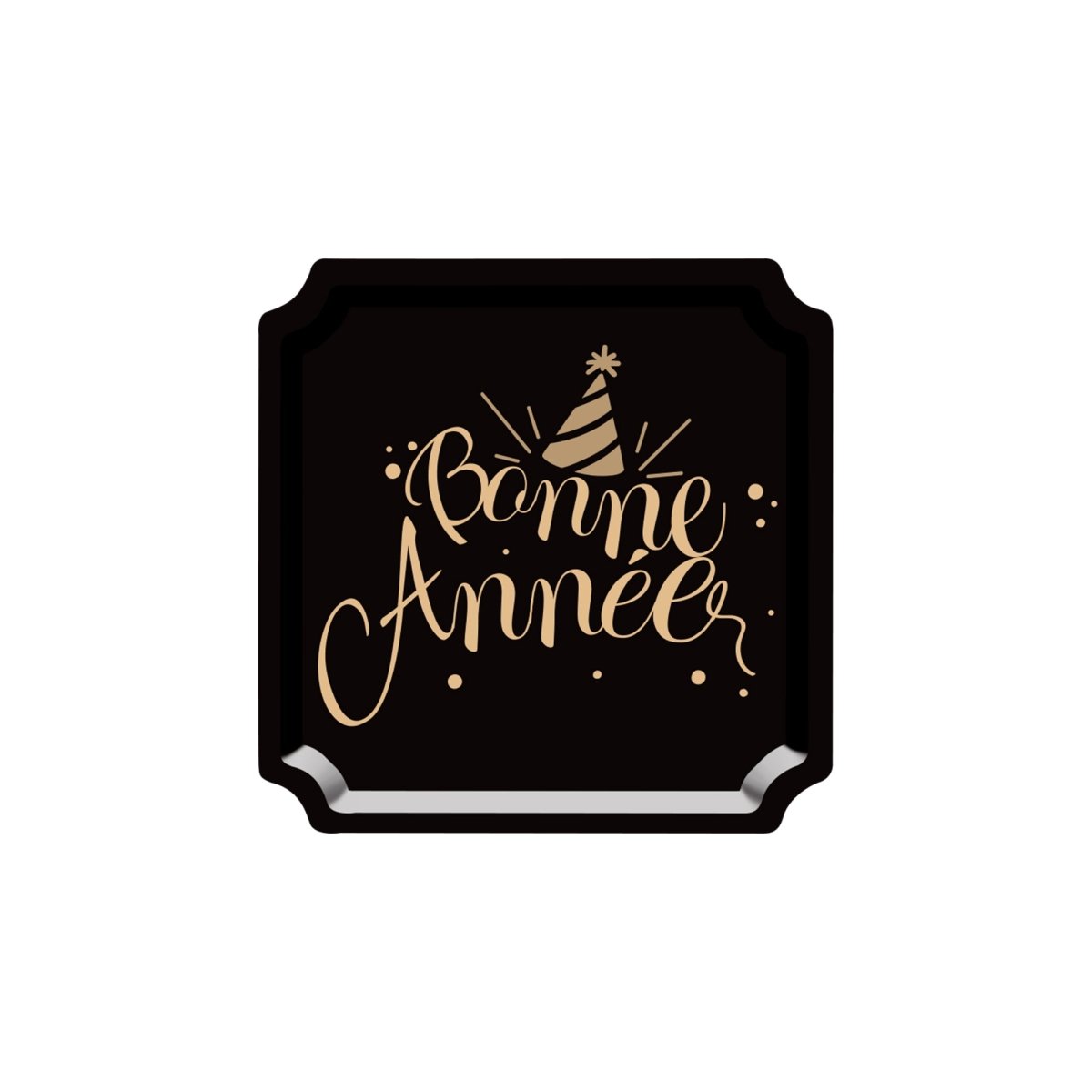 YIWU DAMAI Christmas Bonne Année 2026 Small Square Dessert Paper Plates, 8 Inches, 8 Count 840482500533