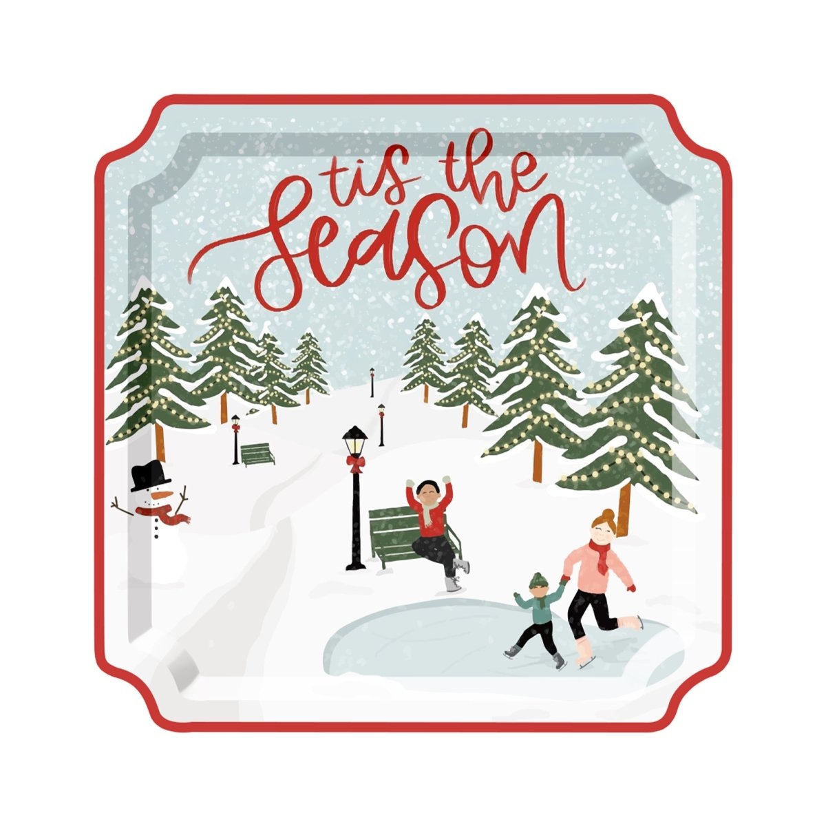 YIWU DAMAI Christmas Christmas at the Chalet Large Square Lunch Paper Plates, 10.5 Inches, 8 Count 840482501219