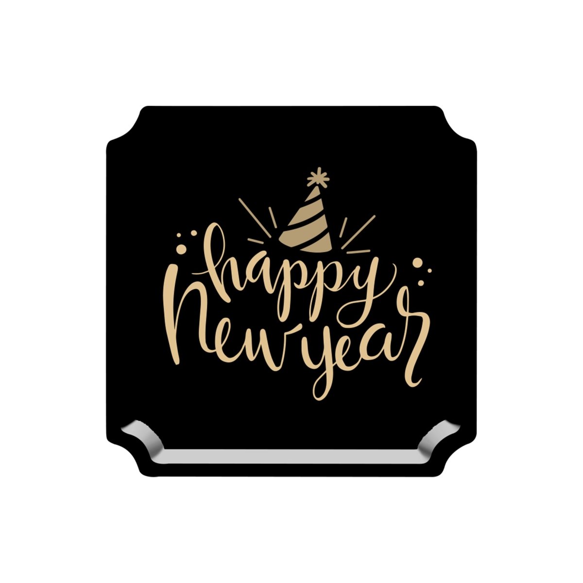 YIWU DAMAI Christmas New Year 2026 Small Square Dessert Paper Plates, 8 Inches, 8 Count 840482500489