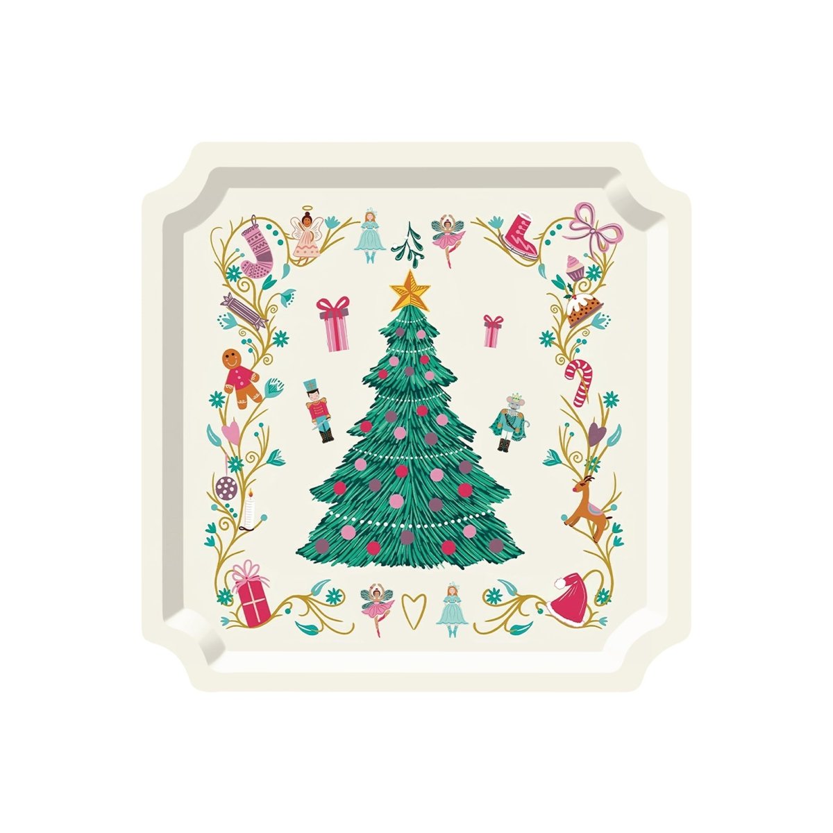 YIWU DAMAI Christmas Nutcracker Large Square Lunch Paper Plates, 10.5 Inches, 8 Count 840482501097