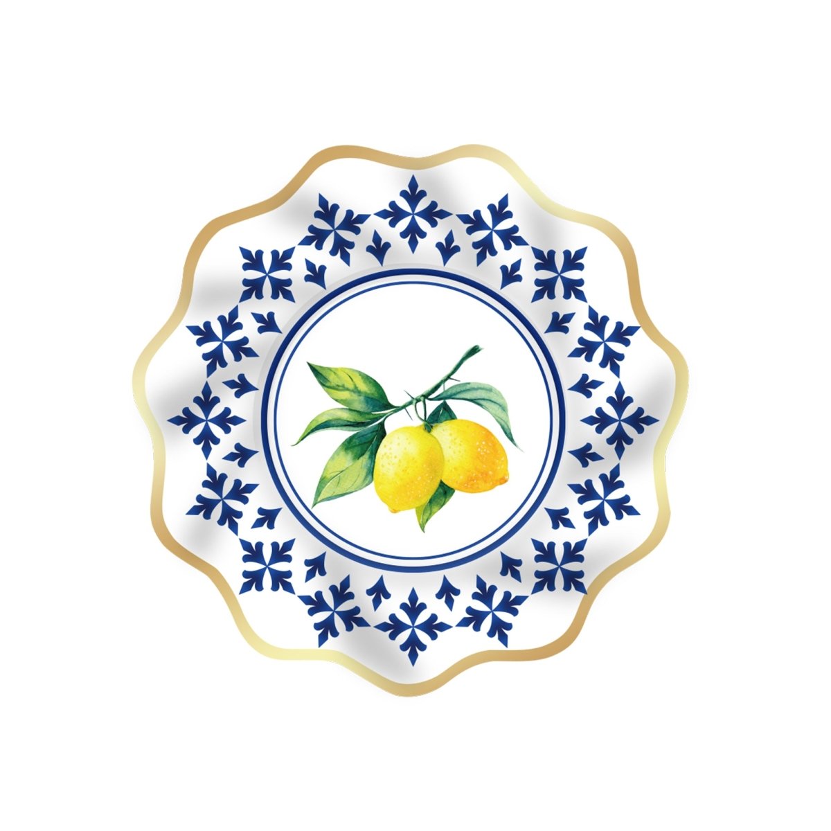 YIWU DAMAI Everyday Entertaining La Dolce Positano Small Scalloped Dessert Paper Plates, 8 Inches, 8 Count 840482500847