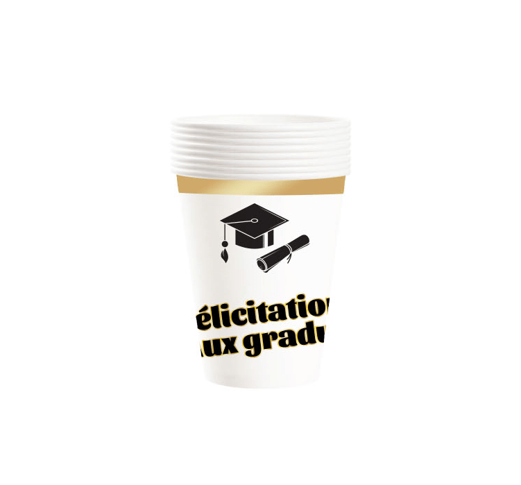YIWU DAMAI Graduation Graduation Paper Cups, French, 9 Oz, 8 Count 840482501325