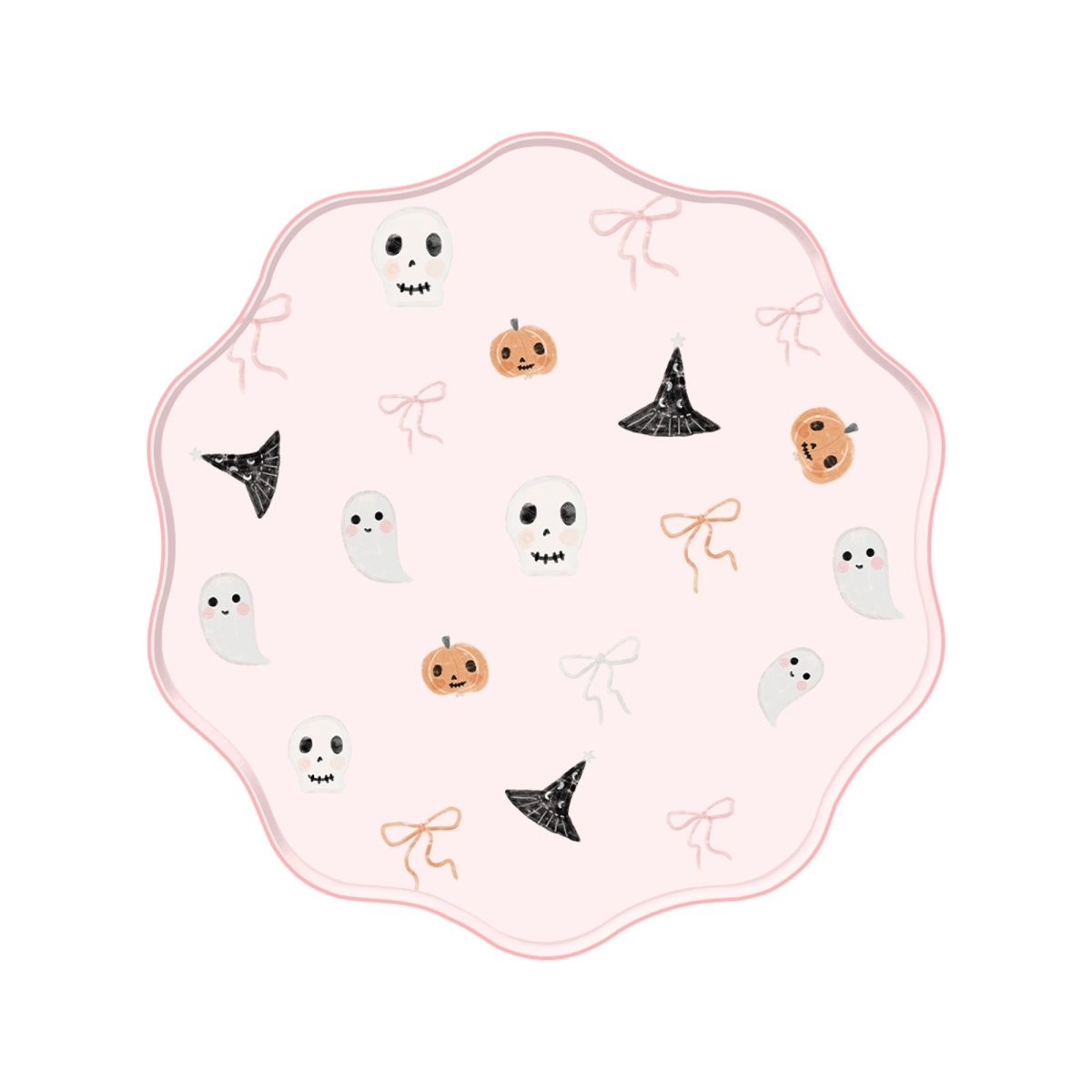 YIWU DAMAI Halloween Frightfully Adorable Large Scalloped Lunch Paper Plates, 10 Inches, 8 Count 840482501264