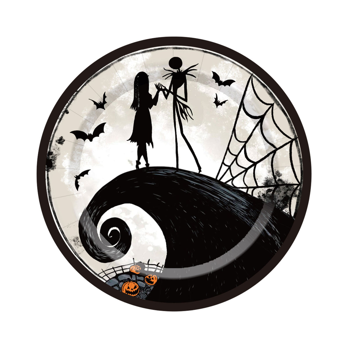 YIWU DAMAI Halloween Nightmare Before Christmas Large Round Lunch Paper Plates, 9 Inches, 8 Count 840482501547