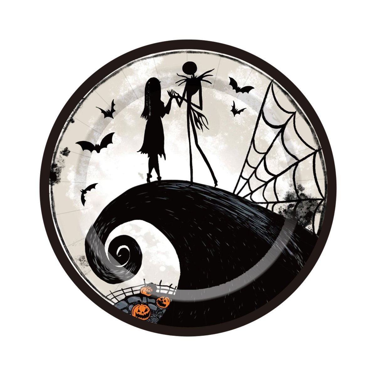 YIWU DAMAI Halloween Nightmare Before Christmas Large Round Lunch Paper Plates, 9 Inches, 8 Count 840482501547