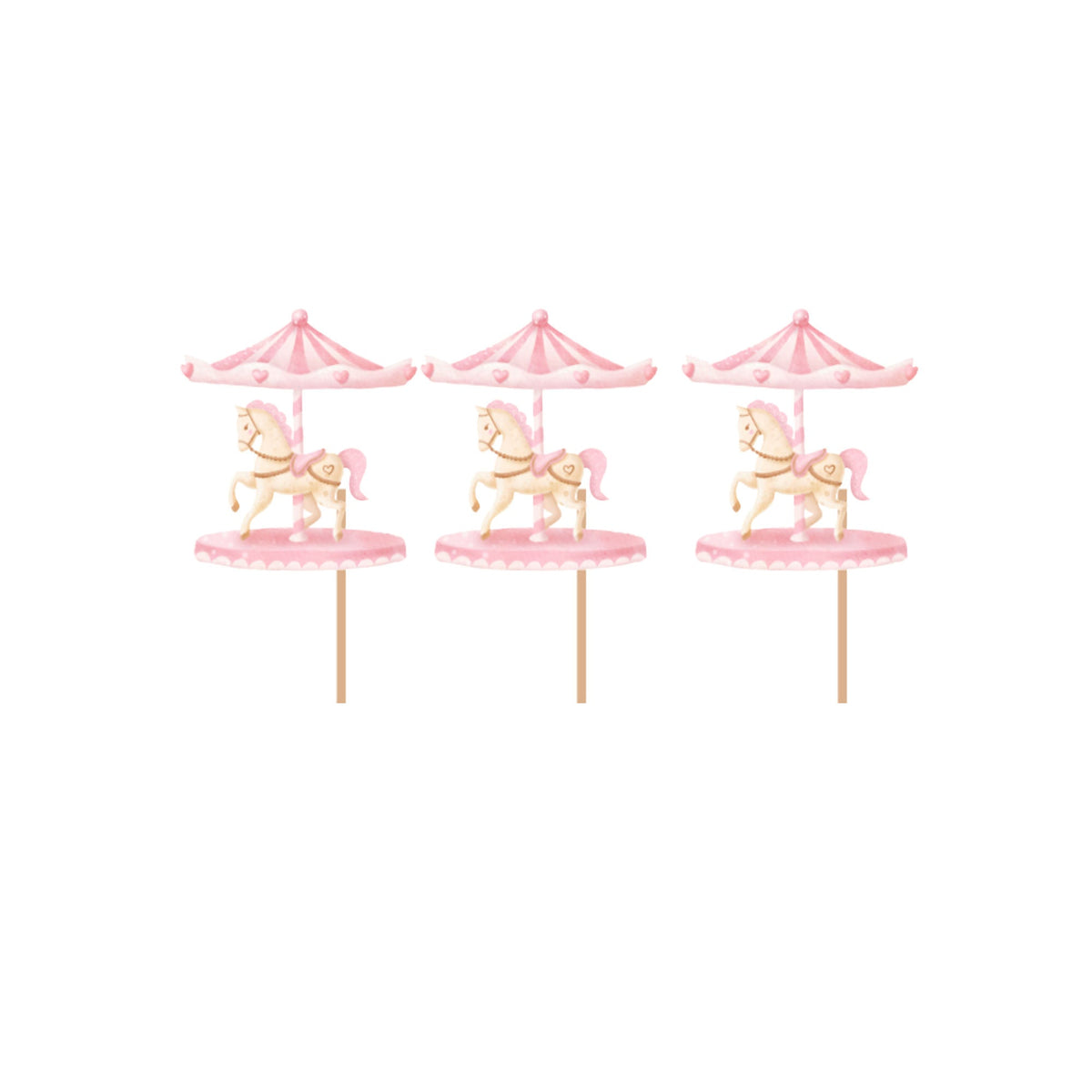YIWU DAMAI Kids Birthday Dream Carousel Birthday Cupcake Toppers, 12 Count 840482500106