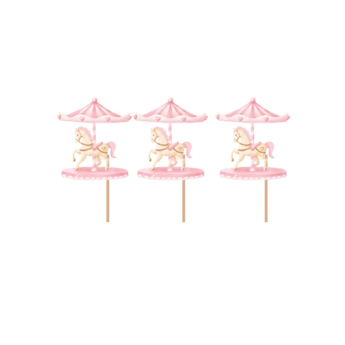 YIWU DAMAI Kids Birthday Dream Carousel Birthday Cupcake Toppers, 12 Count 840482500106
