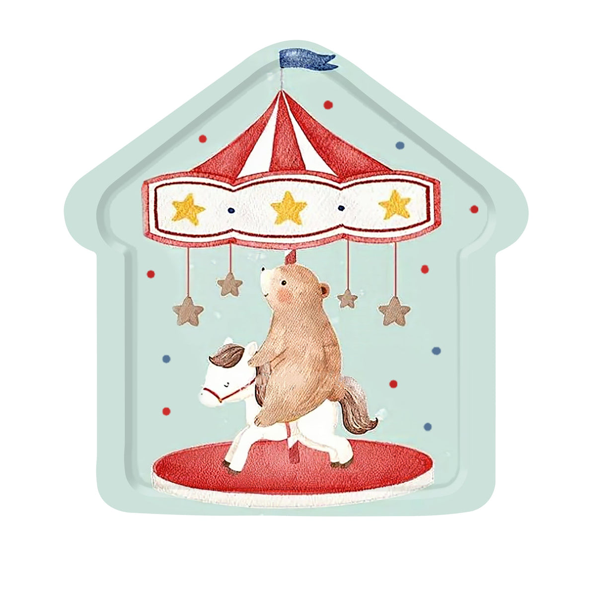 YIWU DAMAI Kids Birthday Enchanted Carousel Birthday Large Lunch Paper Plates, 9 Inches, 8 Count 840482500779