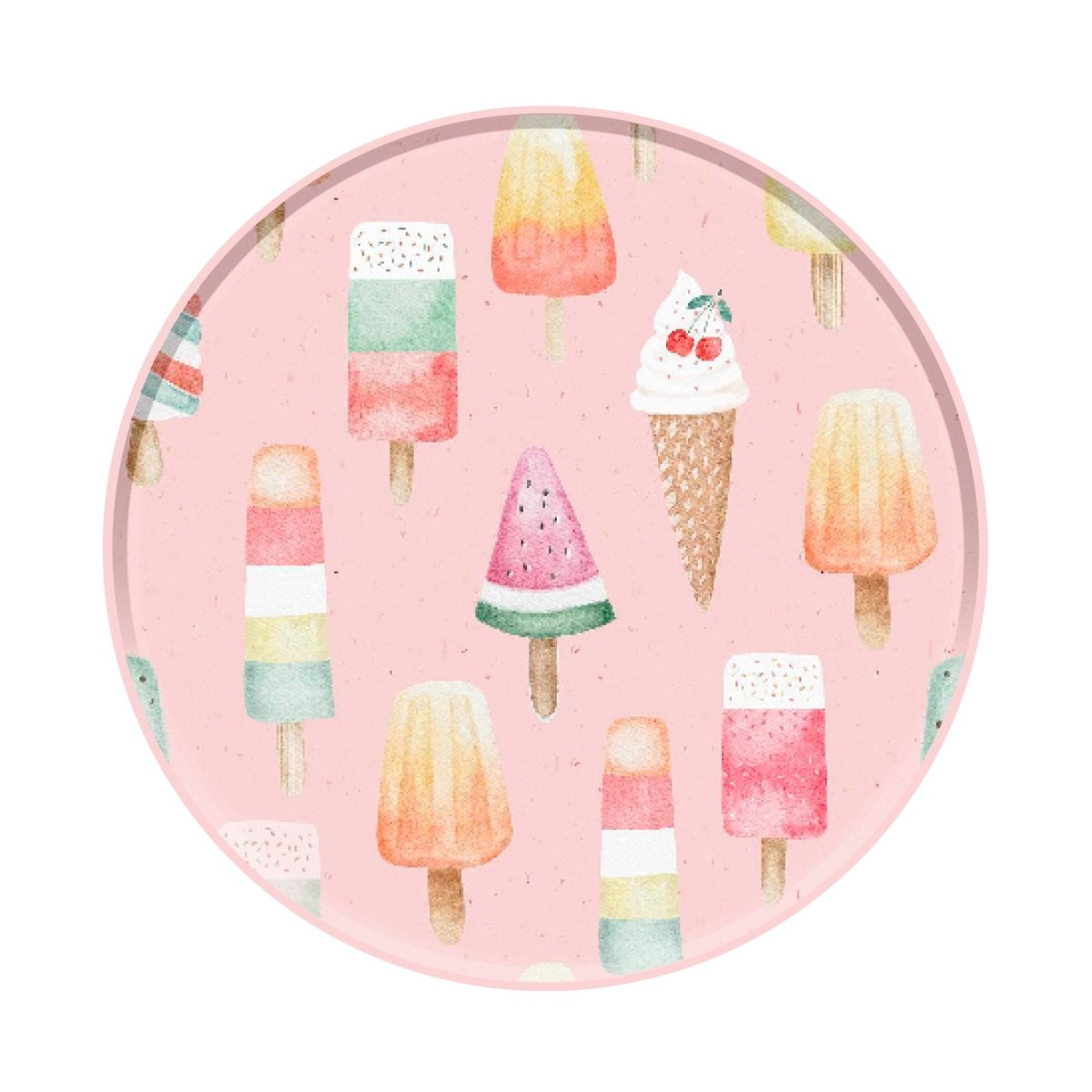 YIWU DAMAI Kids Birthday Frosty Delight Birthday Large Round Lunch Paper Plates, 9 Inches, 8 Count 840482500151