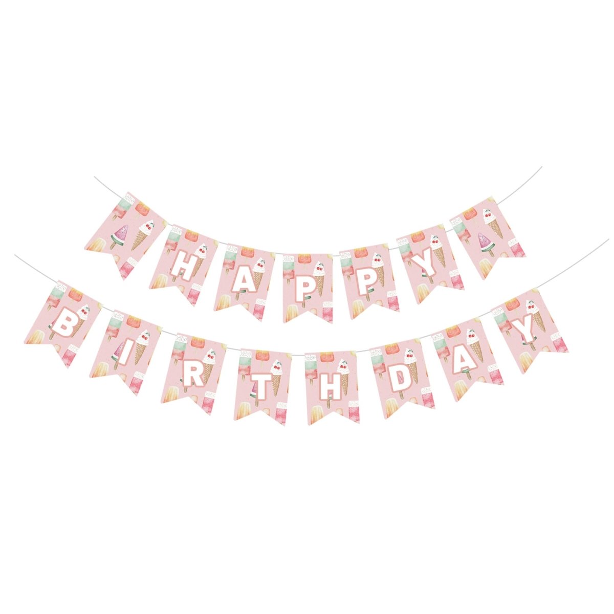YIWU DAMAI Kids Birthday Frosty Delight Happy Birthday Paper Banner, 118 Inches, 1 Count 840482500212