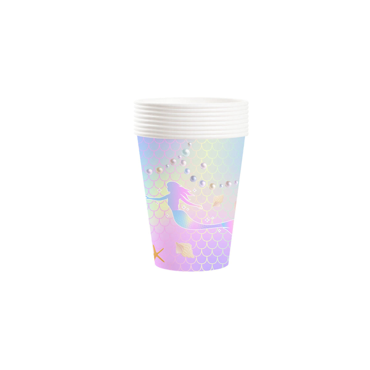 YIWU DAMAI Kids Birthday Mermaid Lagoon Birthday Paper Cups, 9 Oz, 8 Count 840482501011
