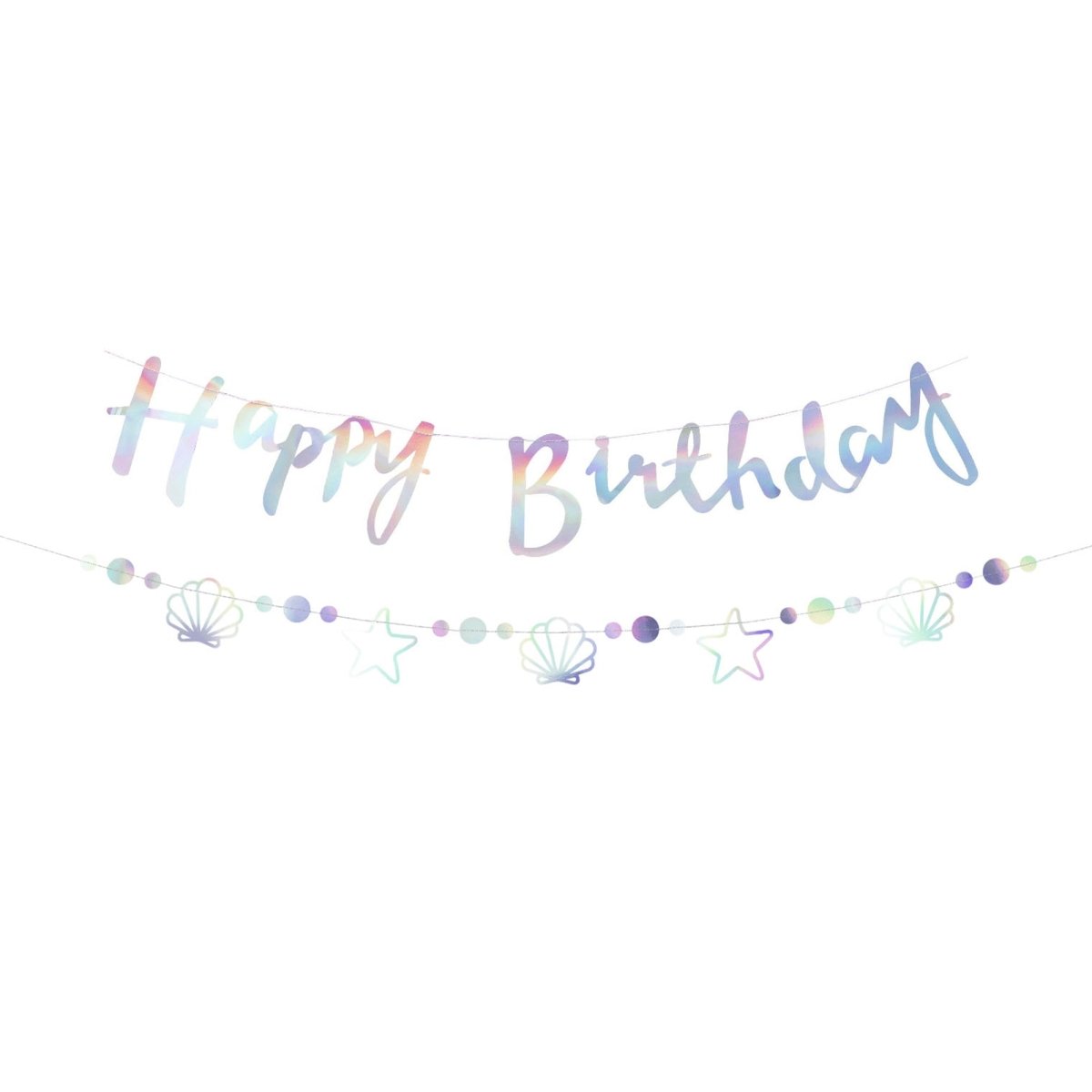 YIWU DAMAI Kids Birthday Mermaid Lagoon Happy Birthday Banner, 118 Inches, 1 Count 840482501059