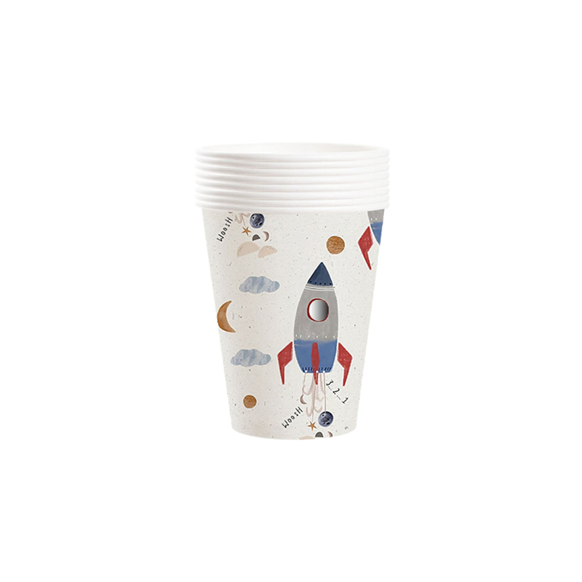 YIWU DAMAI Kids Birthday Rocket Blast Birthday Paper Cups, 9 Oz, 8 Count 810120719955