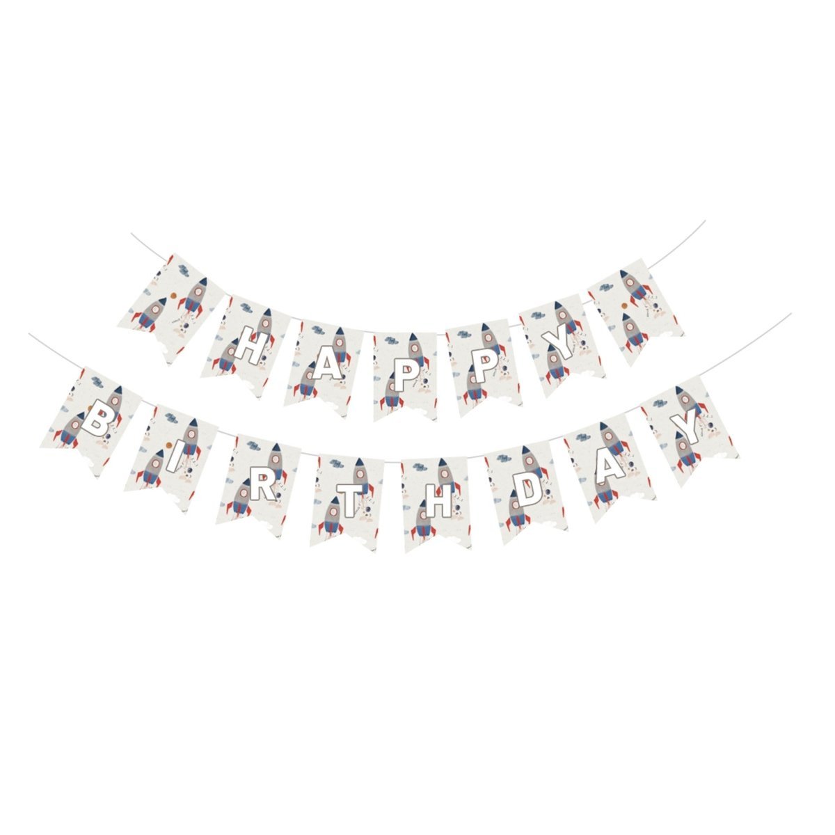 YIWU DAMAI Kids Birthday Rocket Blast Happy Birthday Paper Banner, 118 Inches, 1 Count 840482500038