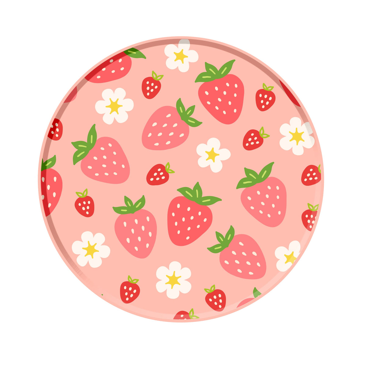 YIWU DAMAI Kids Birthday Strawberry Garden Birthday Large Round Lunch Paper Plates, 9 Inches, 8 Count 840482500243