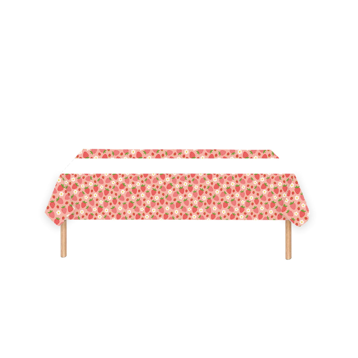 YIWU DAMAI Kids Birthday Strawberry Garden Birthday Rectangular Paper Table Cover, 47 x 70 Inches, 1 Count 840482500274