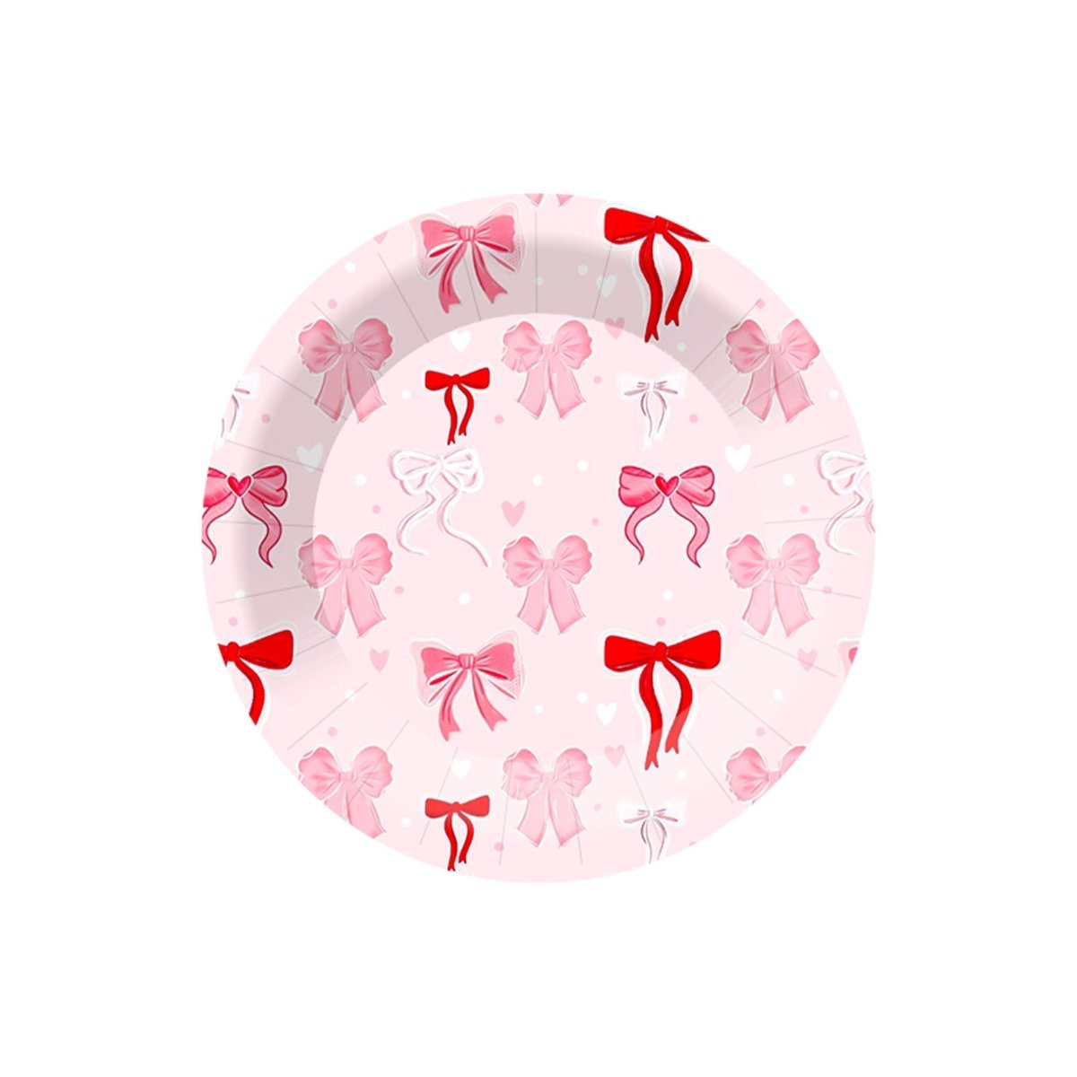 YIWU DAMAI Kids Birthday Sweet Bows Birthday Small Round Dessert Paper Plates, 7 Inches, 8 Count 840482500649