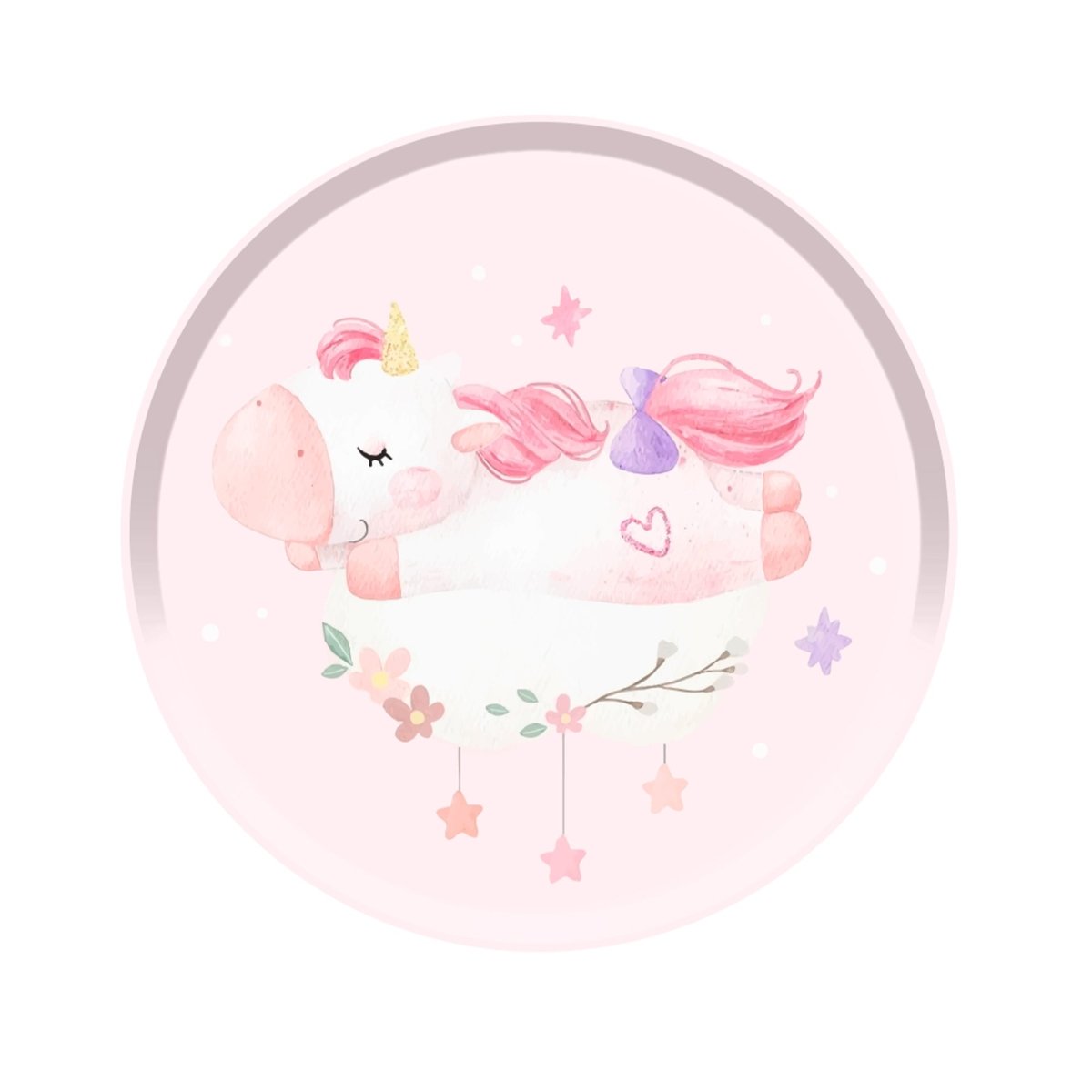 YIWU DAMAI Kids Birthday Unicorn Dreams Birthday Large Round Lunch Paper Plates, 9 Inches, 8 Count 810120719856