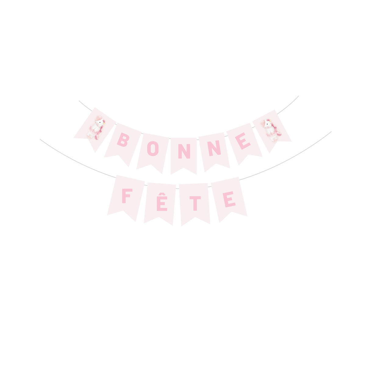 YIWU DAMAI Kids Birthday Unicorn Dreams "Bonne Fête" Paper Banner, 118 Inches, 1 Count 810120719924