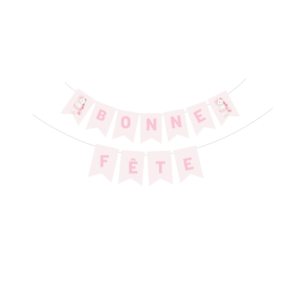 YIWU DAMAI Kids Birthday Unicorn Dreams "Bonne Fête" Paper Banner, 118 Inches, 1 Count 810120719924