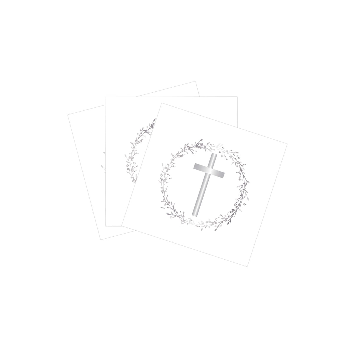 YIWU DAMAI Religious Silver Heavenly Cross Large Lunch Napkins, 16 Count 840482501523