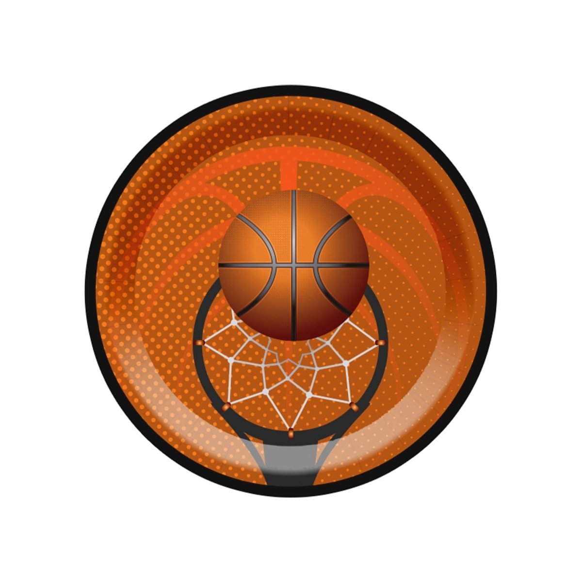 YIWU DAMAI Theme Party Basketball Large Round Lunch Paper Plates, 9 Inches, 8 Count 840482500427