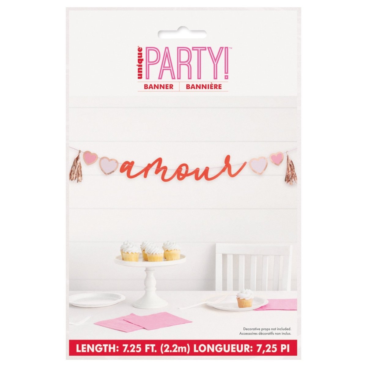 YIWU DAMAI Valentine's Day "Amour" Banner with Rose Gold Tassels, 84 Inches, 1 Count 011179129478