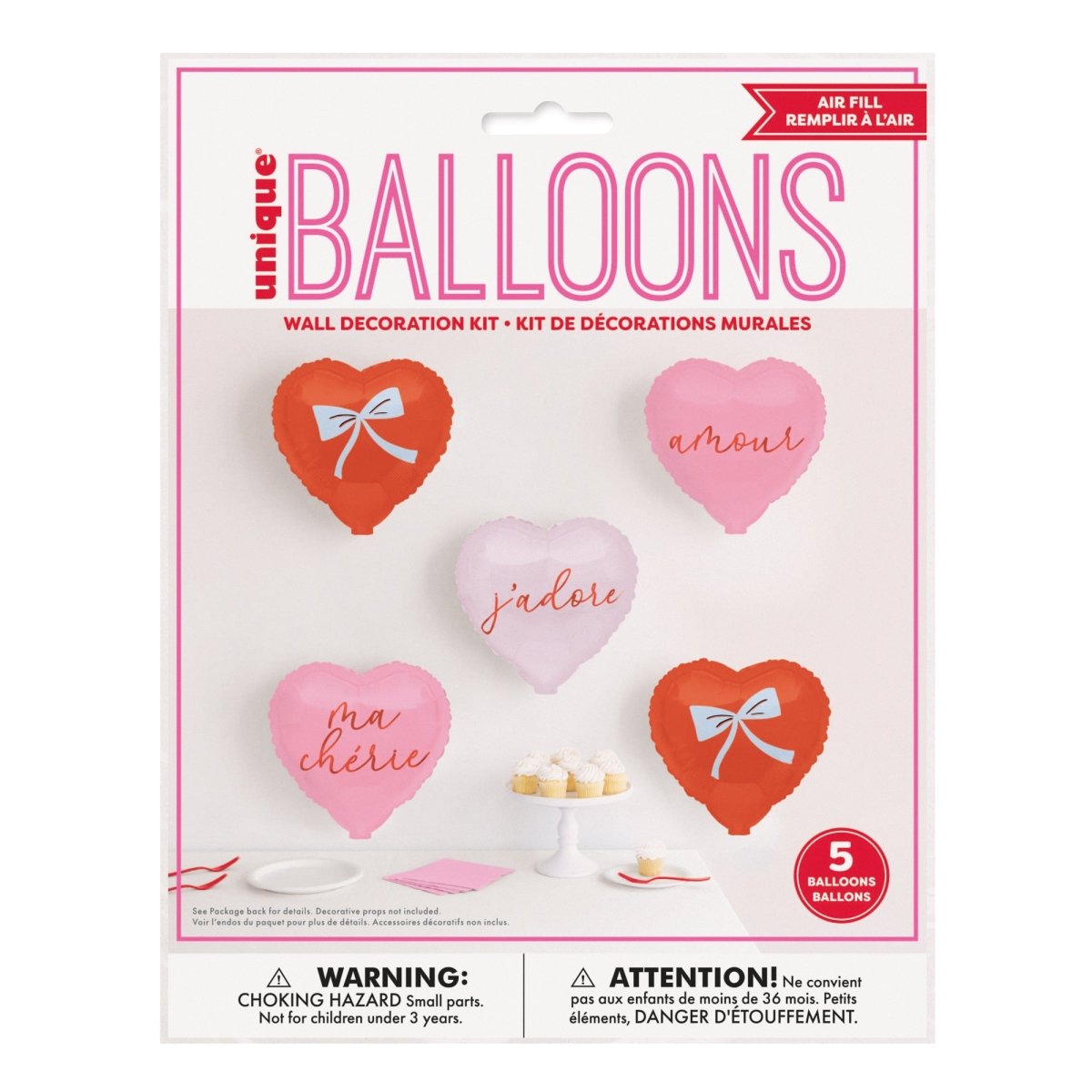 YIWU DAMAI Valentine's Day Cute Valentine Balloon Wall Decoration Kit, 5 Count 011179129430