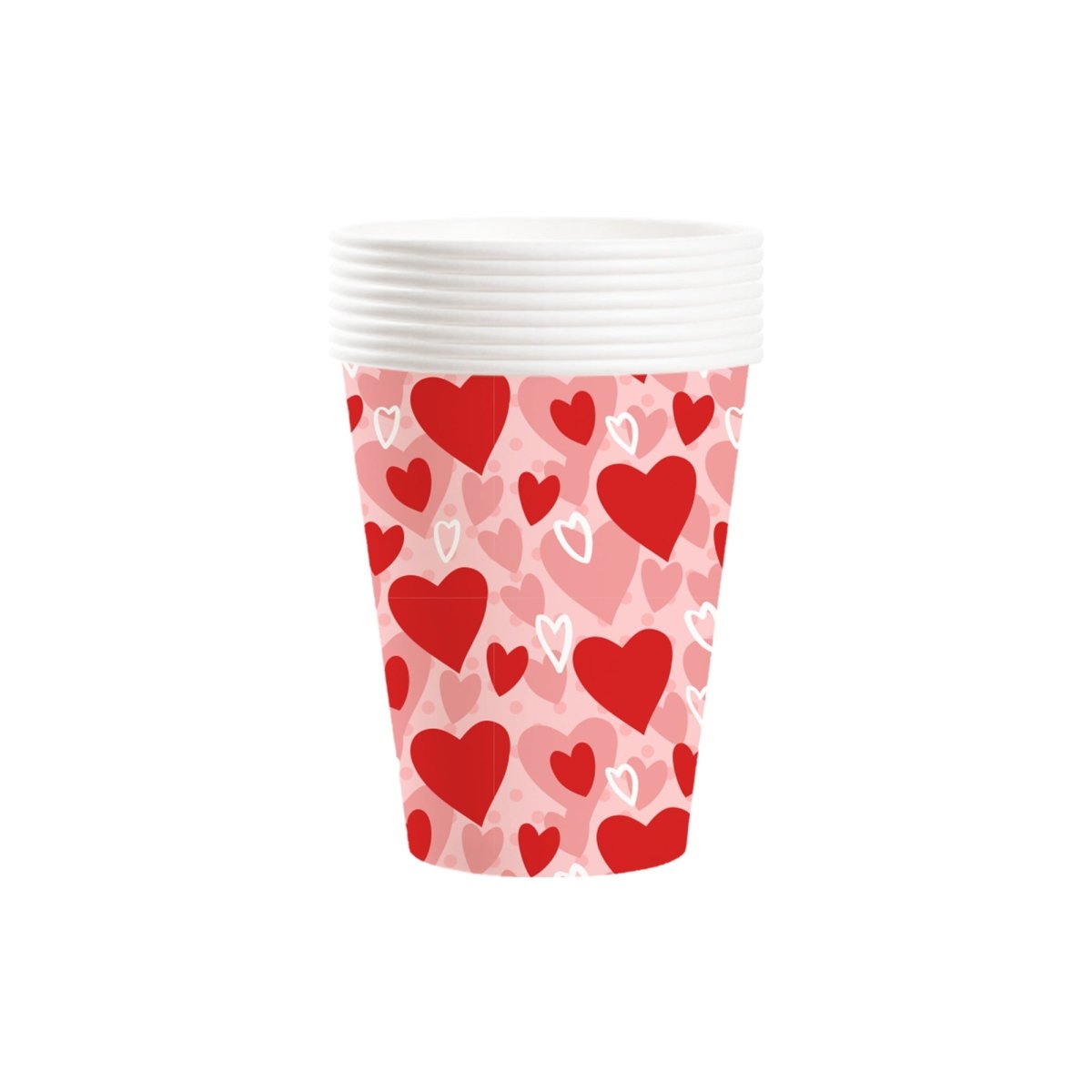 YIWU DAMAI Valentine's Day Love In Every Heart Paper Cups, 9 Oz, 8 Count 840482501387