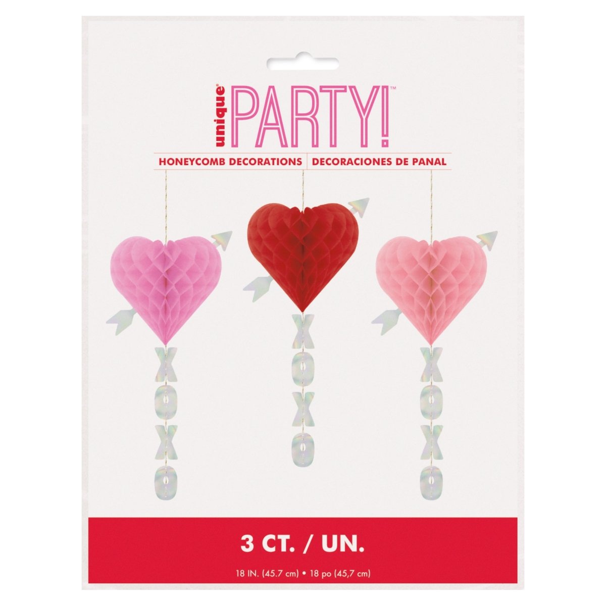 YIWU DAMAI Valentine's Day Retro Love Heart Shaped Honeycomb Decoration Kit, 3 Count 011179128082