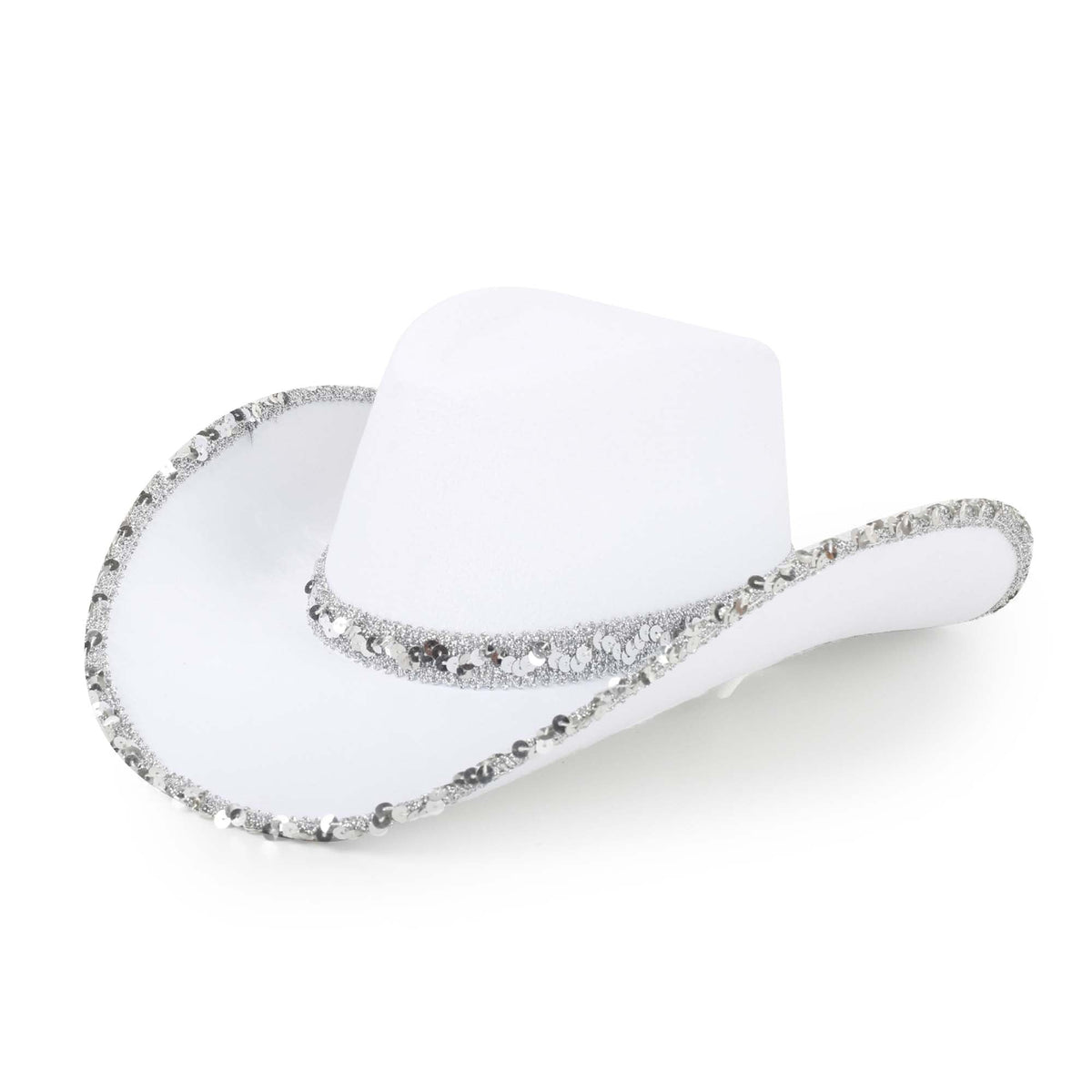 YIWU EVERGROWING CAP LIMITED Costume Accessories Glam Cowgirl Hat for Adults, White and Silver 810120716671