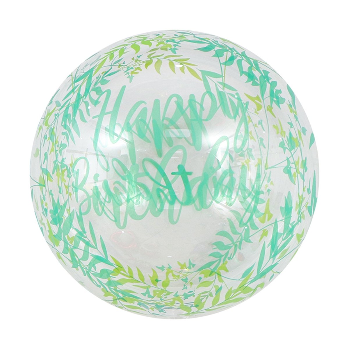YIWU HT BALLOON CO LTD Balloons Happy Birthday Foliage Clear Bubble Balloon, 20 Inches, 1 Count 810120719016