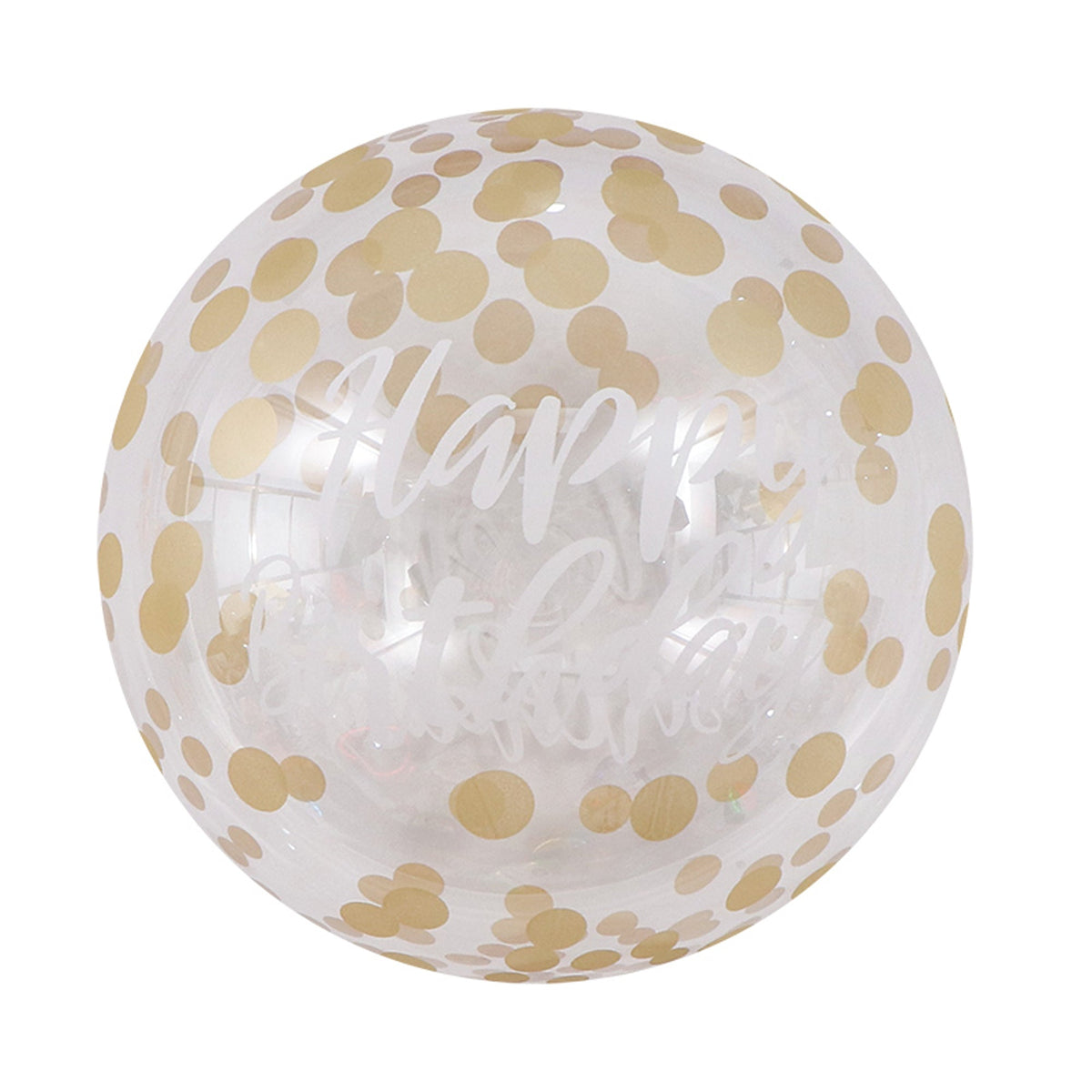 YIWU HT BALLOON CO LTD Balloons Happy Birthday Gold Polka Dots Bubble Balloon, 20 Inches, 1 Count 810120719047