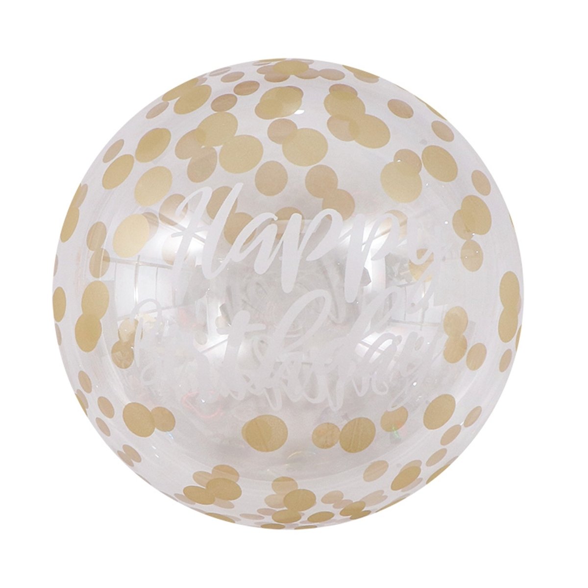 YIWU HT BALLOON CO LTD Balloons Happy Birthday Gold Polka Dots Bubble Balloon, 20 Inches, 1 Count 810120719047